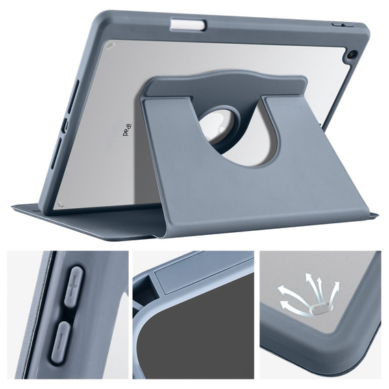 Θήκη για iPad 10.2" 2021/2020/2019 (9/8/7 gen.), με υποδοχή γραφίδας, περιστρεφόμενη κατά 360°, μωβ