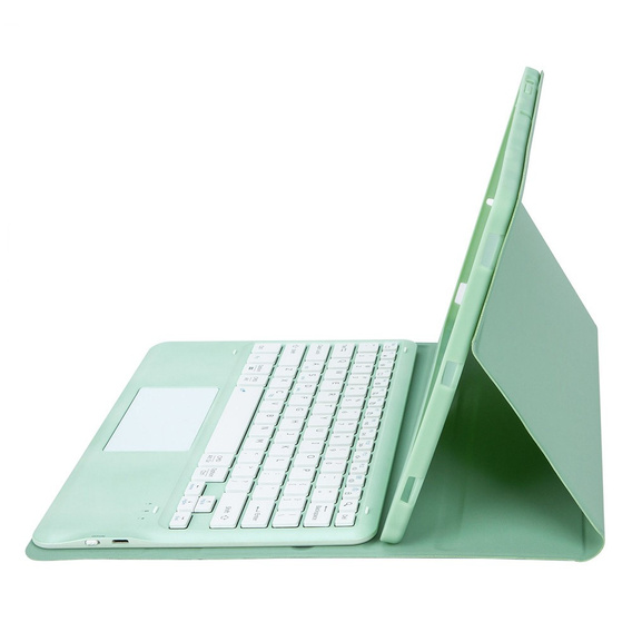 Θήκη + πληκτρολόγιο Samsung Galaxy Tab S9+, Leather Pen Slot TouchPad, ανοιχτή πράσινη