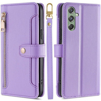 Θήκη με πτερύγιο για Samsung Galaxy M34, Wallet Zipper Pocket, μωβ