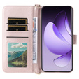 Θήκη με πτερύγιο για Oppo Reno 13 Pro 5G, Crossbody Leather Wallet, ροζ