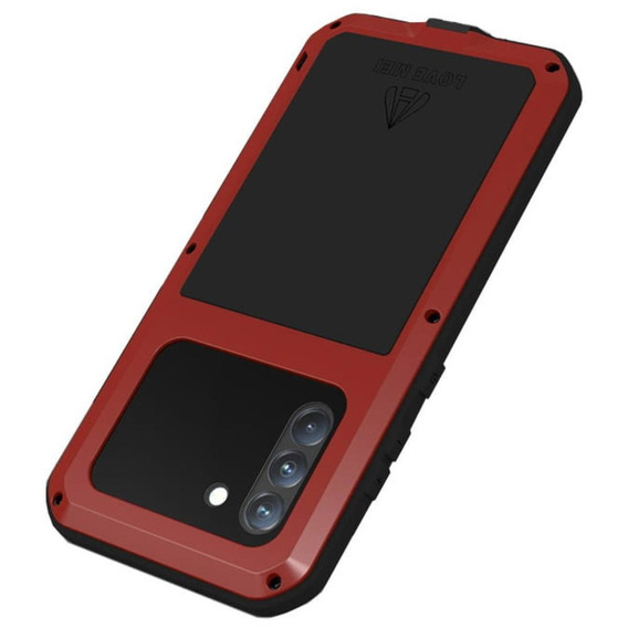 Love Mei Θήκη για Samsung Galaxy S21 FE, armored with glass, κόκκινη