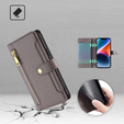 Θήκη με πτερύγιο για Xiaomi Redmi Note 13 Pro+, Wallet Zipper Pocket, γκρι