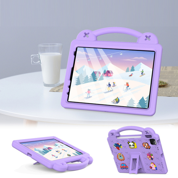Παιδική θήκη για iPad 10.9 2022 10 Gen, Cute Patterns, με βάση, μωβ