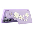 θήκη για Samsung Galaxy S24 Ultra, Leather Flower Card Slot, μωβ