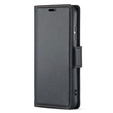 Θήκη για Samsung Galaxy S24 Ultra, ERBORD Glossy Litchi, πορτοφόλι με πτερύγιο, μαύρη