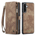 CASEME θήκη για Samsung Galaxy A56 5G, Retro Leather Wallet, με λουράκι, καφέ