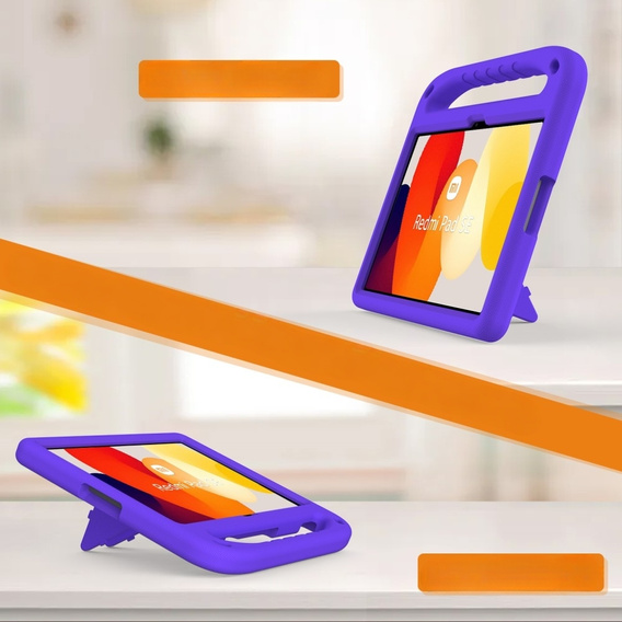 Παιδική θήκη για Xiaomi Redmi Pad SE 11", παιδική θήκη με λαβή, μωβ