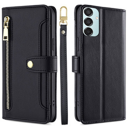 Θήκη με πτερύγιο για Samsung Galaxy M15 5G, Wallet Zipper Pocket, μαύρη