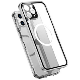 Μαγνητική θήκη MagSafe Dual Glass για iPhone 13 Pro, ασημένια