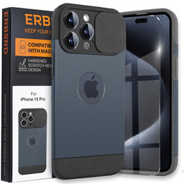 Θήκη για iPhone 15 Pro Max, ERBORD MagProtect Slide Camera, μπλε τιτανίου