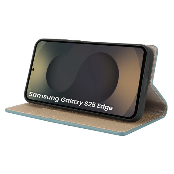 Θήκη με πτερύγιο για Samsung Galaxy S25 Edge, Litchi Skin Grain, μπλε