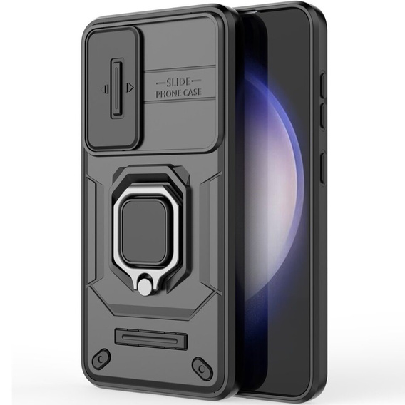 Θήκη για Samsung Galaxy S24, KickStand Camera Lens, μαύρη