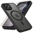 Θήκη για iPhone 16 Plus, για MagSafe, ERBORD Μatt Case, μαύρη + Γυαλί οθόνης