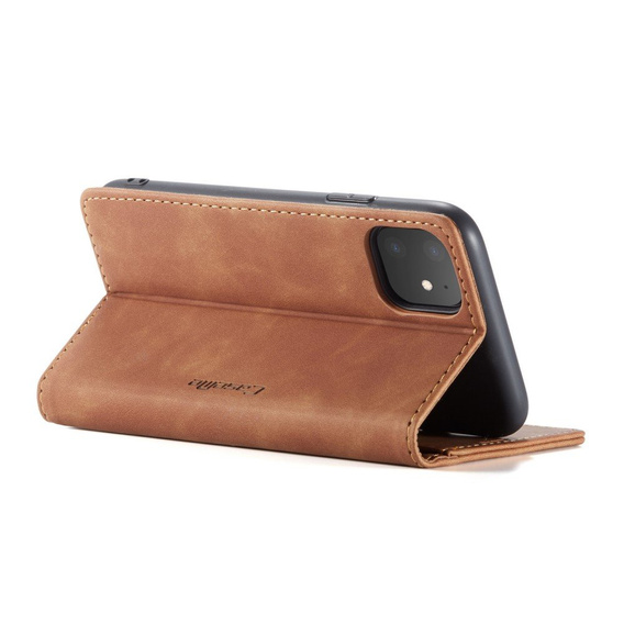 θήκη CASEME για iPhone 11, Leather Wallet Case, καφέ