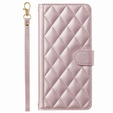 θήκη πτερύγιο για Samsung Galaxy A16, Rhombus Crossbody Leather, ροζ rose gold