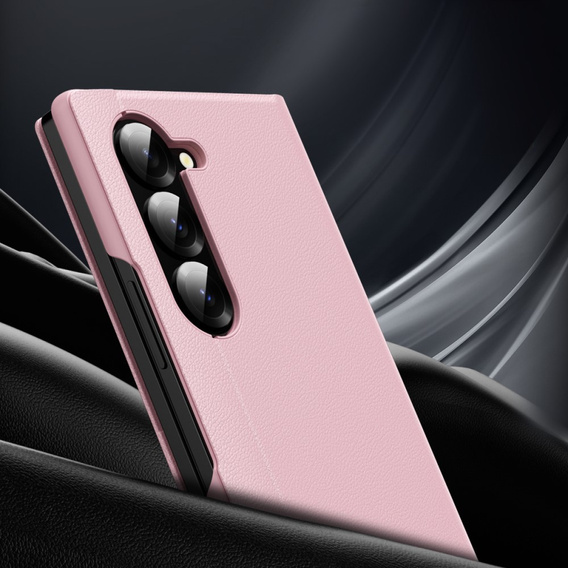 Αναδιπλούμενη θήκη για Samsung Z Fold6 5G, Smart View Wallet, ροζ