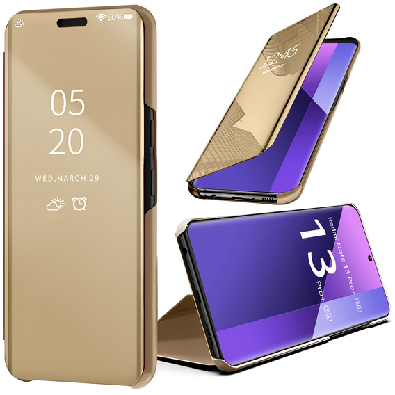 Θήκη για Xiaomi Redmi Note 13 Pro+, Clear View, χρυσή