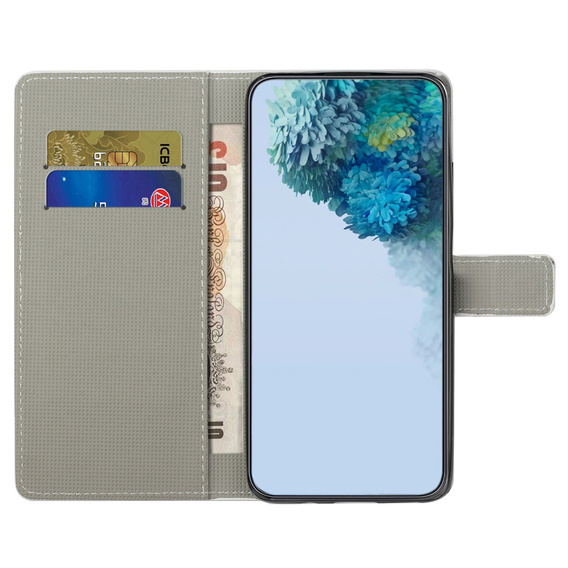 Θήκη με πτερύγιο για Motorola Moto G53 5G / G23 / G13, Wallet, colorful jellyfish, μαύρη