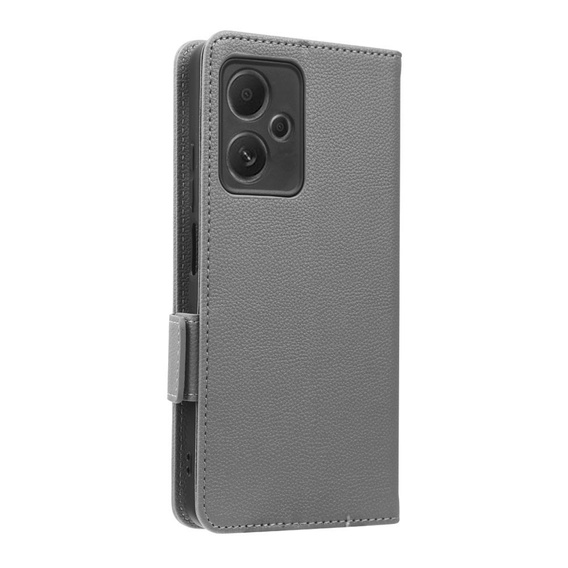 Θήκη με πτερύγιο για Xiaomi Redmi Note 12 5G / POCO X5 5G, Wallet Litchi Magnet, γκρι