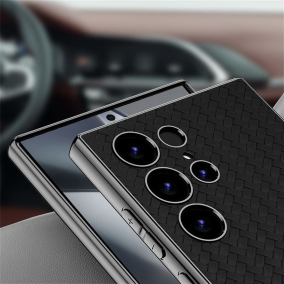 Θήκη για Samsung Galaxy S24 Ultra, GKK Woven Leather, μαύρη