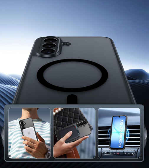 Ματ θήκη για Samsung Galaxy A17 5G, για MagSafe, ημιδιαφανές μαύρο