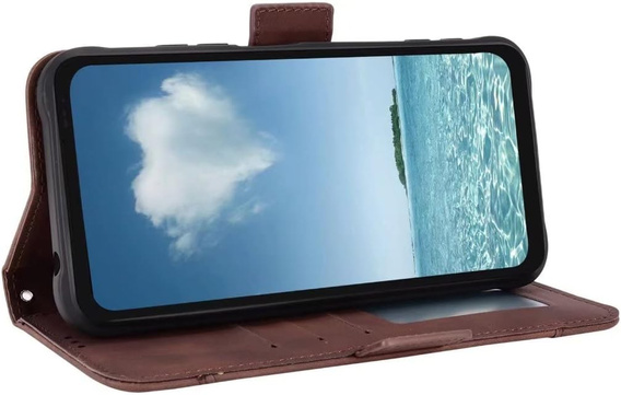 Θήκη με πτερύγιο για Realme 12+ Plus 5G, Card Slot, καφέ