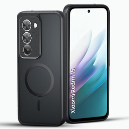 Ματ θήκη για Xiaomi Redmi 15 5G / 4G, για MagSafe, ημιδιαφανές μαύρο