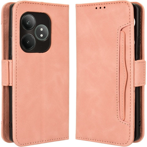Θήκη με πτερύγιο για Realme GT 6 / 6T, Card Slot, ροζ