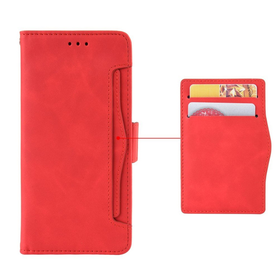 Θήκη με πτερύγιο για Realme C55, Card Slot, κόκκινη