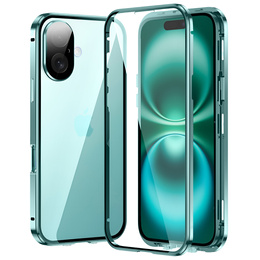 θήκη για το iPhone 16, Magnetic Dual Glass, πράσινη
