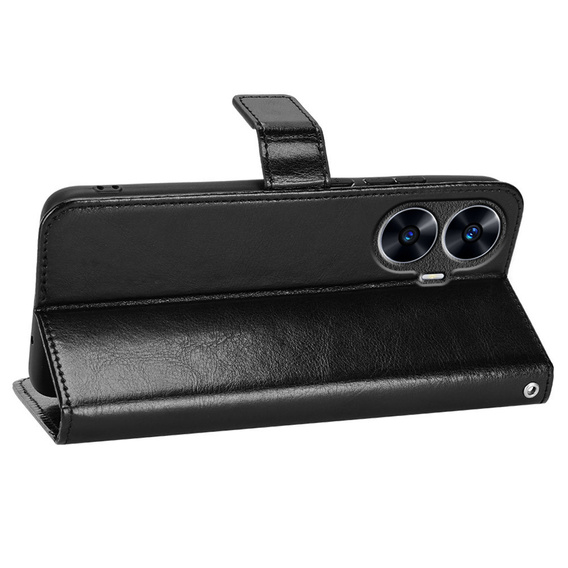 Θήκη με πτερύγιο για Realme C55, Crazy Horse Wallet, μαύρη