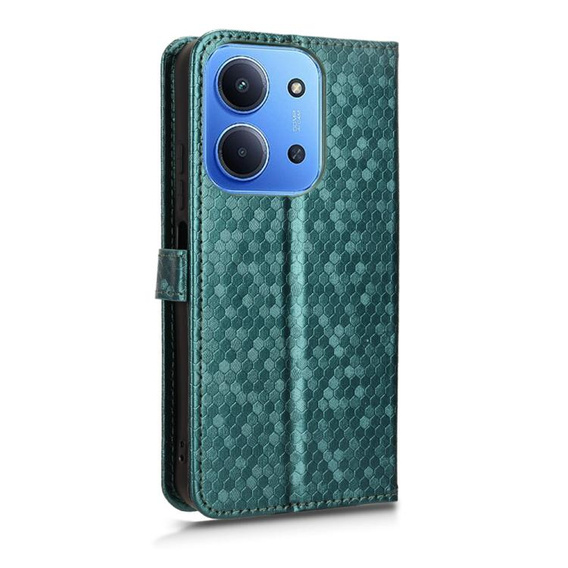θήκη πτερύγιο για Xiaomi Redmi 15C 4G/LTE, Wallet Rhombus, πράσινη