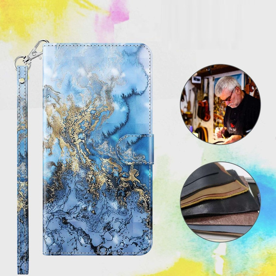 Θήκη με πτερύγιο για Xiaomi Redmi Note 13 Pro+, Wallet, Marble μπλε