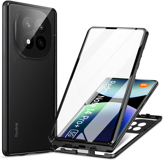 θήκη για το Xiaomi Redmi Note 14 Pro+, Magnetic Dual Glass, μαύρη