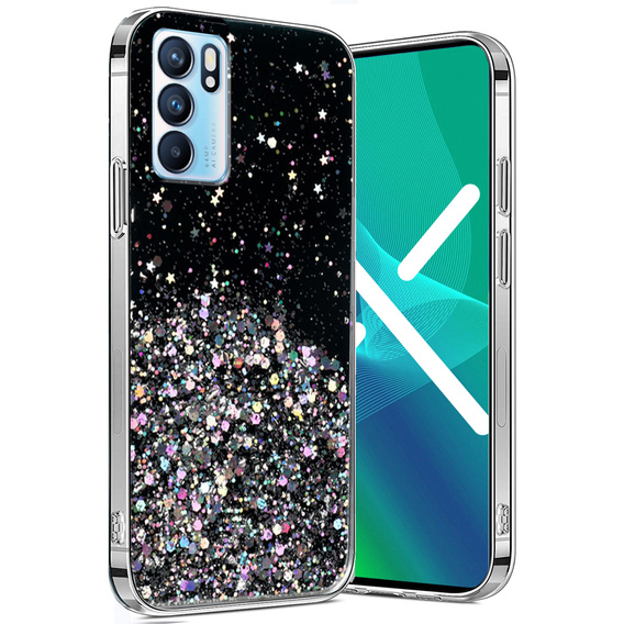 Θήκη για OPPO Reno 6 5G, Glittery, μαύρη