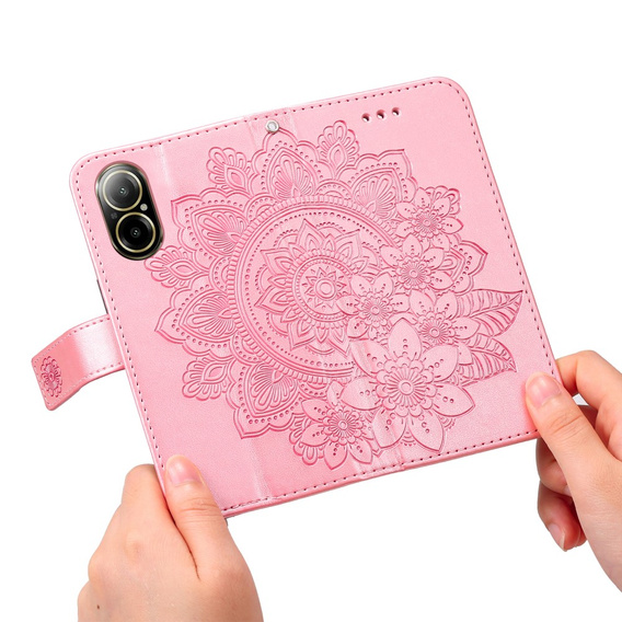 Θήκη με πτερύγιο για Realme C67, Mandala, ροζ rose gold