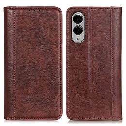 θήκη με πτερύγιο για Samsung Galaxy S25 Edge, Split Leather, καφέ