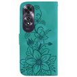 Θήκη με πτερύγιο για Oppo A60, Lily Flower, πράσινη