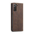 θήκη CASEME για Samsung Galaxy S21 FE, Leather Wallet Case, καφές