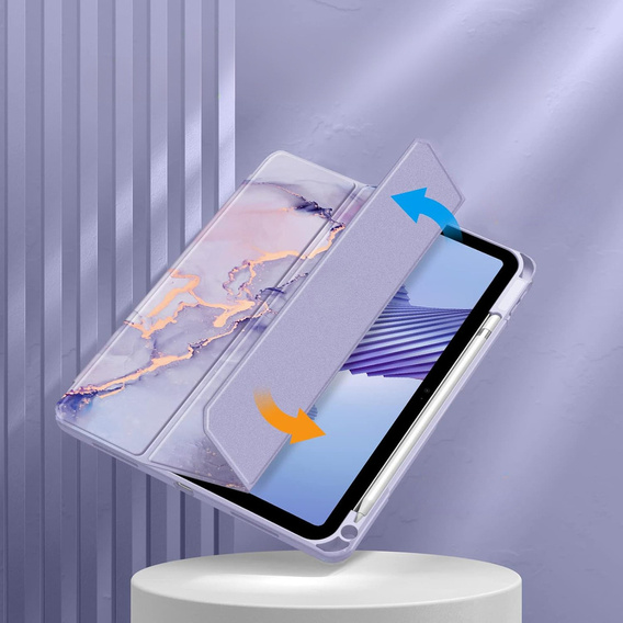 Θήκη για iPad 10.9" 2022 (10 gen.), Smartcase Hybrid, με χώρο για γραφίδα, Marble μωβ