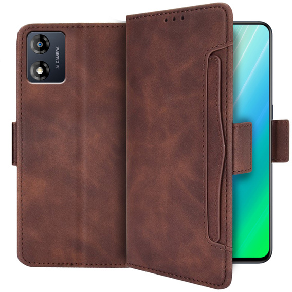 Θήκη με πτερύγιο για Motorola Moto E13, Card Slot, καφέ