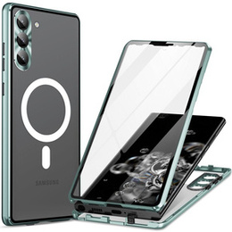 Μαγνητική θήκη MagSafe Dual Glass για Samsung Galaxy S24+ Plus, πράσινη