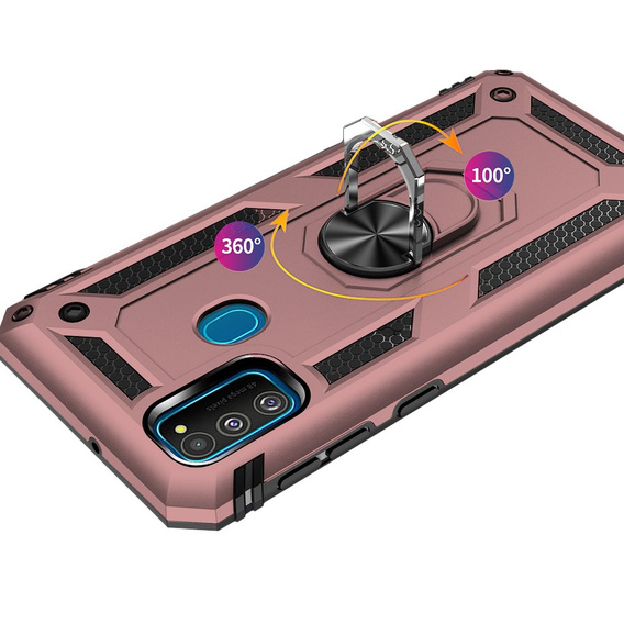 θωρακισμένη θήκη για Samsung Galaxy M21, Nox Case Ring, ροζ rose gold