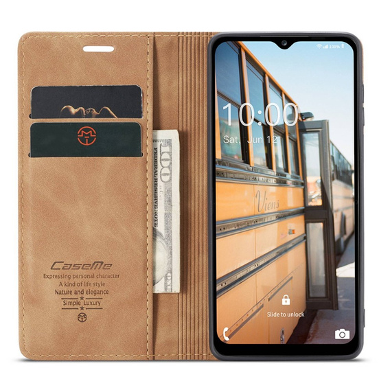 θήκη CASEME για Samsung Galaxy M33 5G, Leather Wallet Case, καφέ