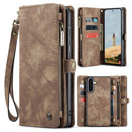 CASEME θήκη για Samsung Galaxy A56 5G, Retro Leather Wallet, με λουράκι, καφέ