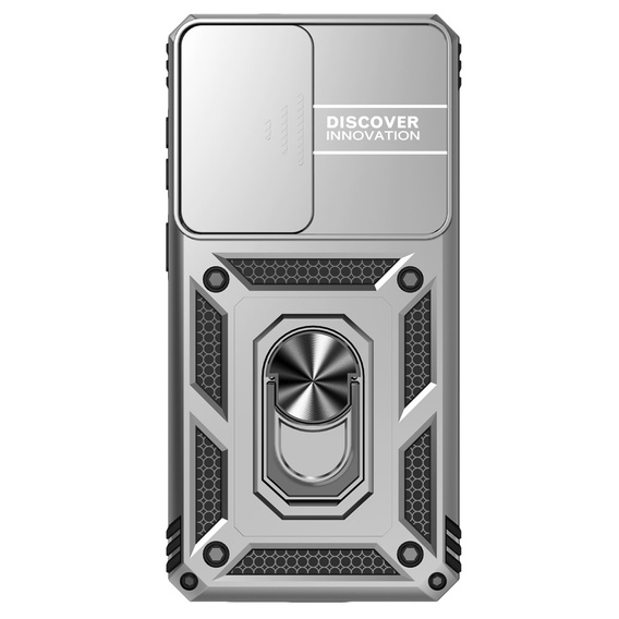 Θήκη με βάση και προστατευτικό φακού για Samsung Galaxy S26 Plus, ασημί