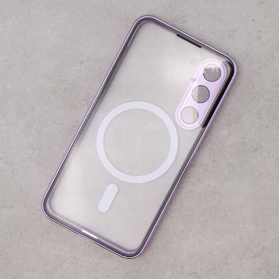 Μαγνητική θήκη MagSafe Dual Glass για Samsung Galaxy S23, μωβ