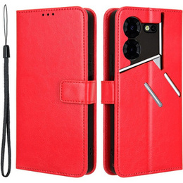 Θήκη με πτερύγιο για Tecno Pova 5 Pro 4G, Crazy Horse Wallet, κόκκινη