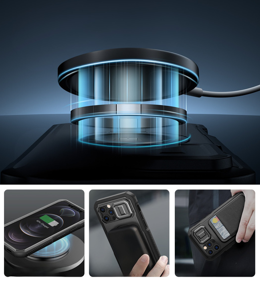 Θωρακισμένη θήκη για iPhone 12 / iPhone 12 Pro, Dexnor CamProtect MagSafe, μαύρη (Δύο πλαίσια)