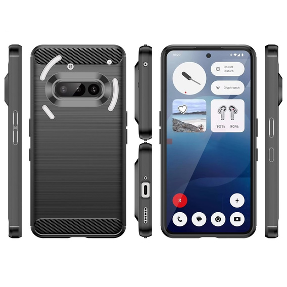 Θήκη για Nothing Phone 3A, Carbon, μαύρη